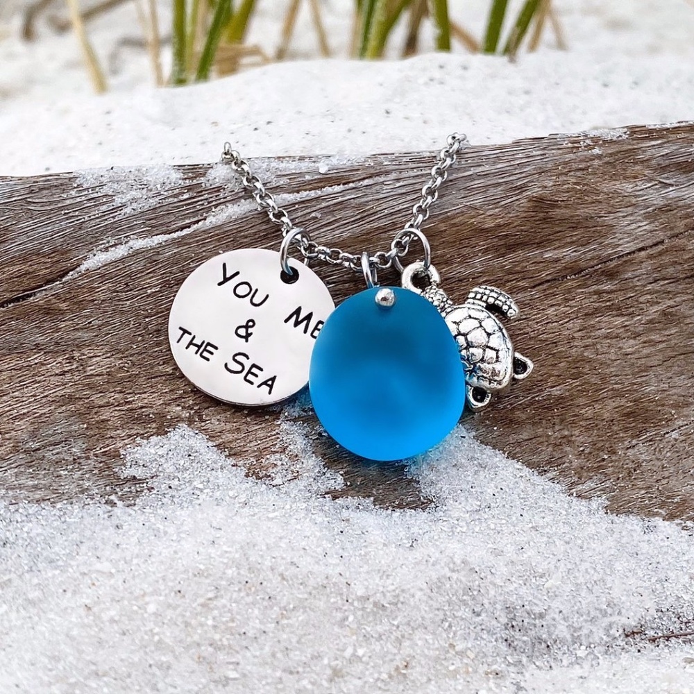 Sea Glass You Me and The Sea Necklace  NWOT